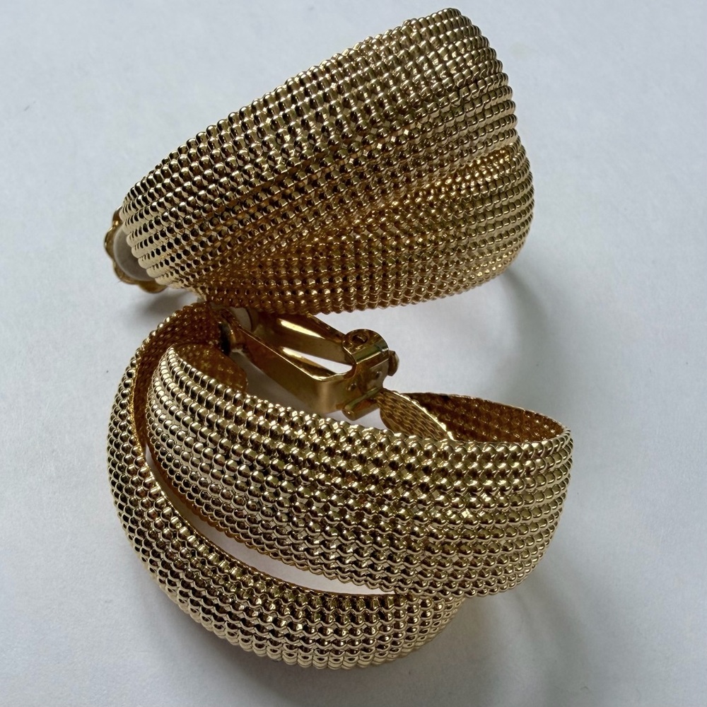 Vintage 80s Norma Jean Gold Clip-On Hoop Earrings